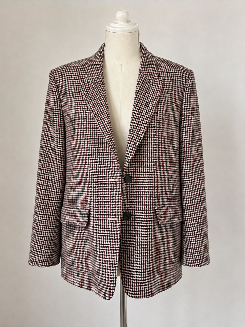 J.Crew Lanificio Nello Gori Italian Pink and Green Houndstooth Wool Blazer 14